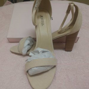 Masha Blush Block Heel Strap Sandal 3.5" Heel